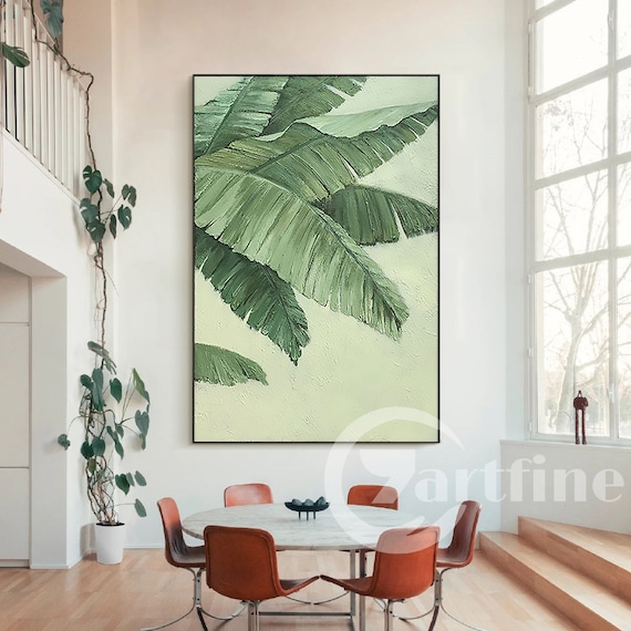 Tropical Wall Art Green Banana Leaves Large Wall Art Botanical