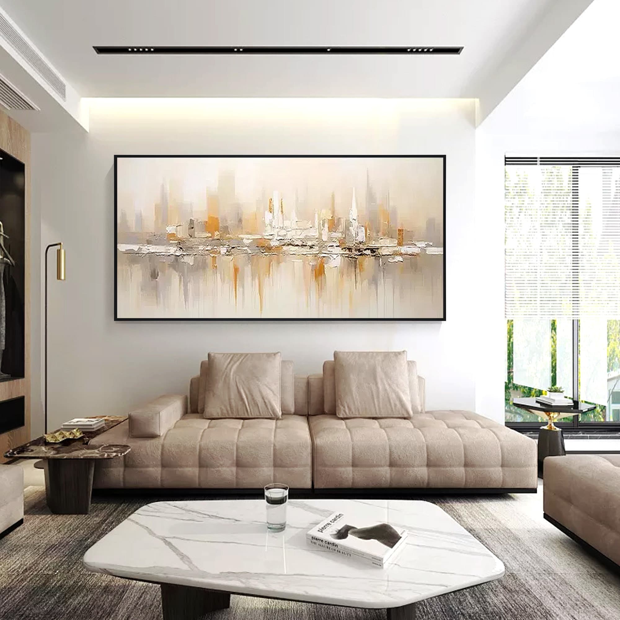 Original Abstract NYC Skyline Handmade Cityscape Art,horizontal