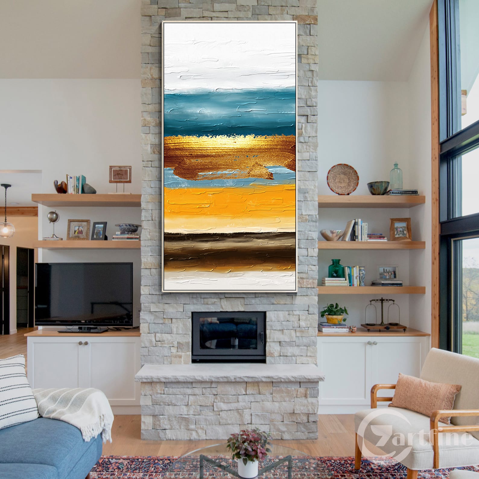 Set of 3 Pieces Orange Gold Wall Art Textured Abstract Wall Etsy