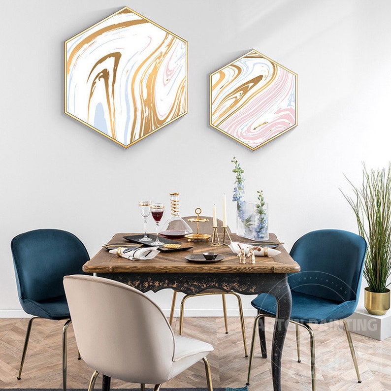 Set of 2 Frame Wall Art Modern Geometric Abstract Paintings Etsy