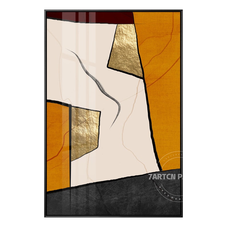 Geometry Painting Gold Leaf Art Acrylic Canvas Painting Mellow Etsy