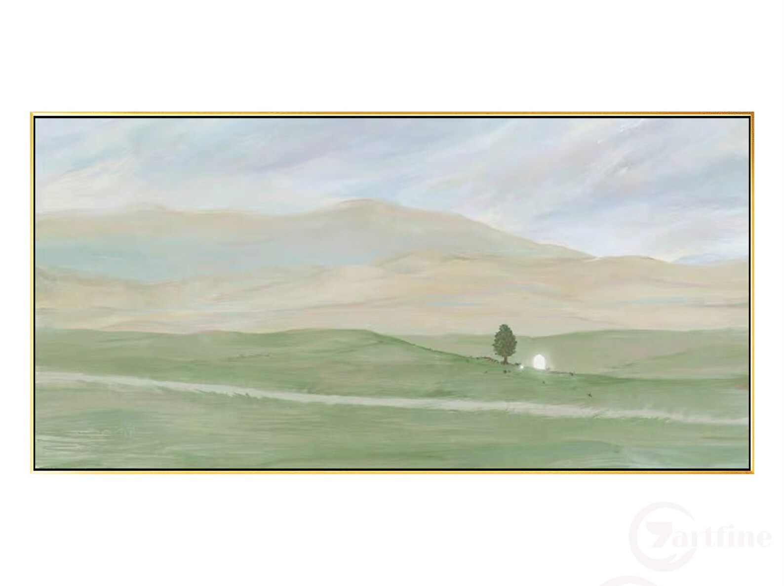 Minimalist Painting Grass Green Yellow Painting on Canvas Etsy