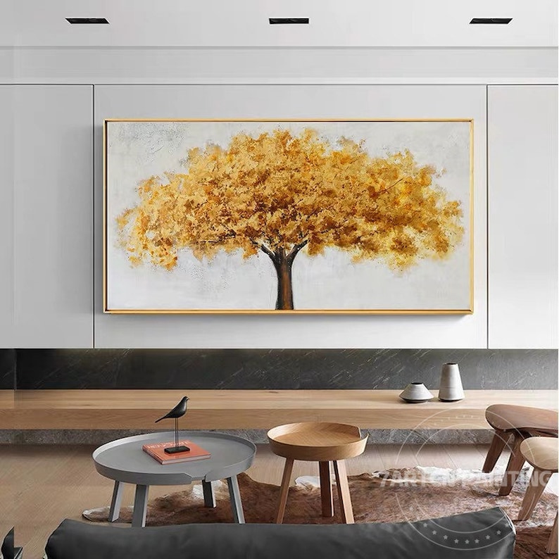 Gold leaf tree canvas painting abstract acrylic paintings Etsy