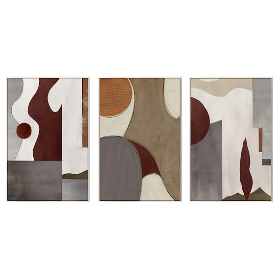 KADING Quadri Astratti Moderni Wall Art Oro Marrone Rossastro Stampe Su Tela Per La Decorazione Della Parete Di Casa Pittura Con Cornice Opere D'arte Pareti 70x70cm(28x28in) Cornice Interna