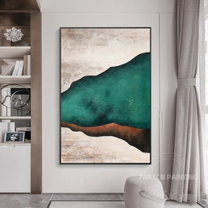 Original Abstract Wall Art blue-green Brown Black painting colorful canvas painting Large wall art painting abstractos living room decor