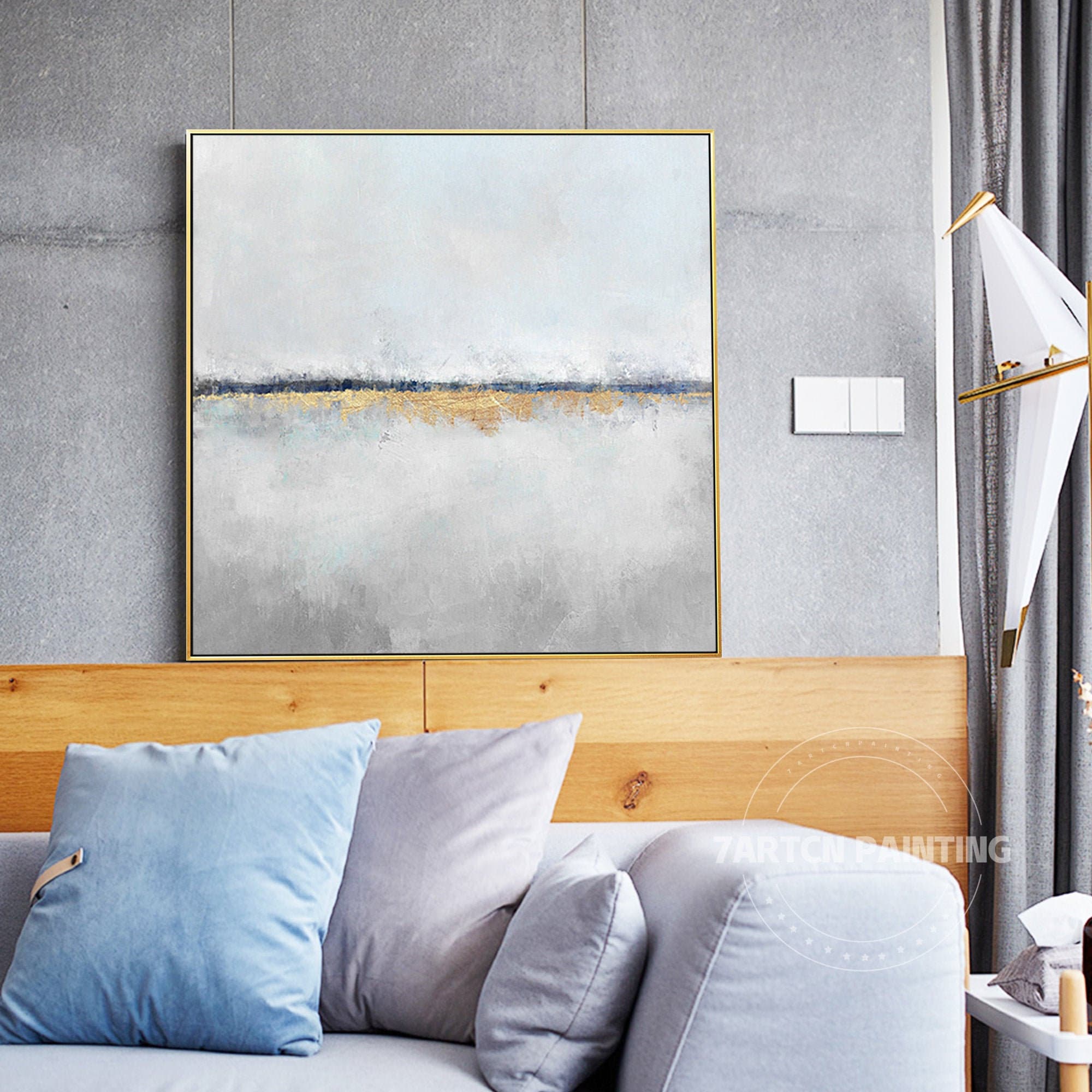 Gray Wall art Framed Modern Abstract Original Painting on Etsy