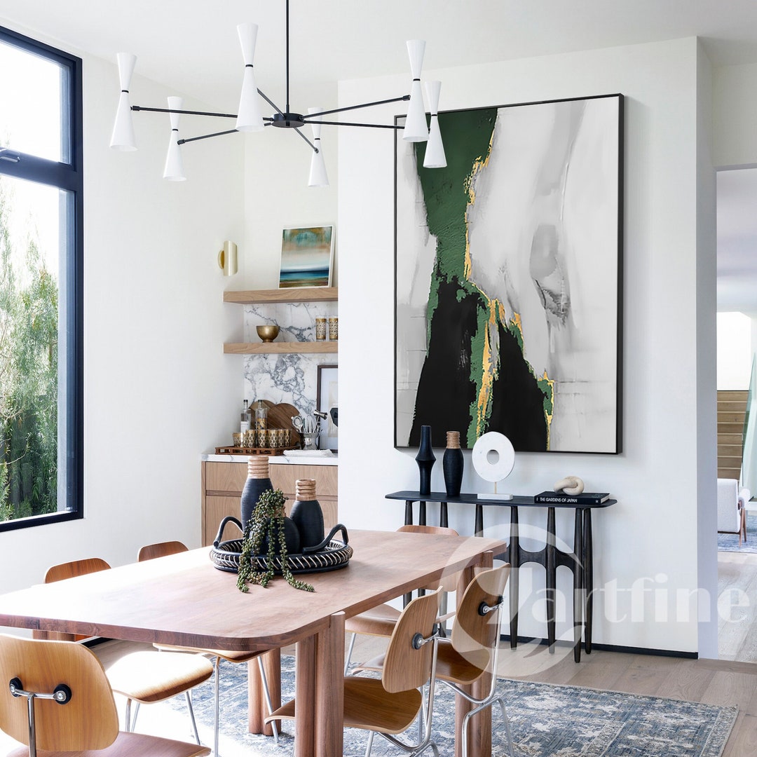 Abstract Wall Art Dark Green Wall Art Minimalist Wall Art Framed Wall