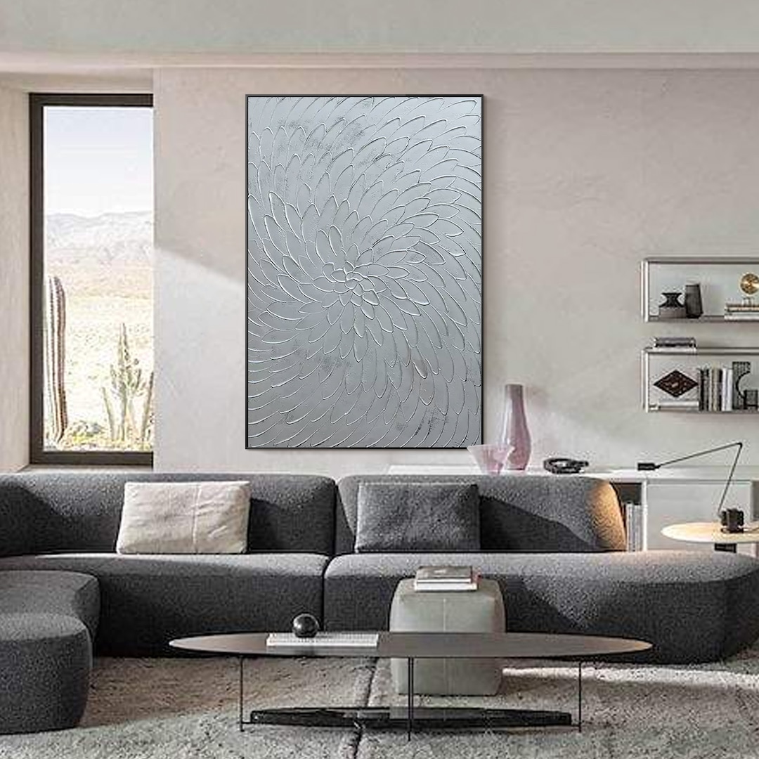 Curated visual reference: Visual Reference: Silver Grey Abstract Wall Art Minimalist Textured Wall Decor Abstract