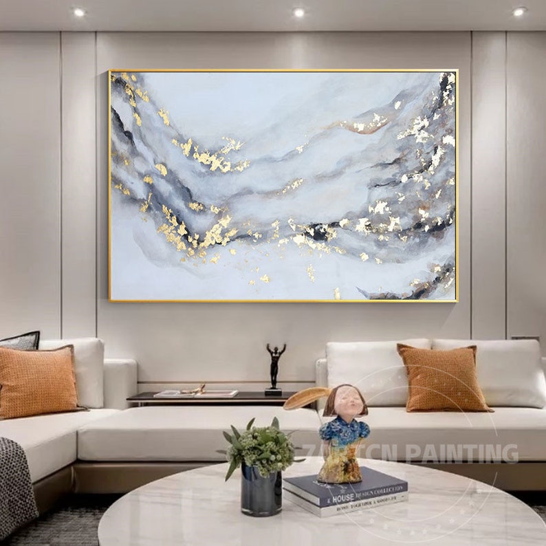 Watercolor Painting Framed Wall Art Abstract Wall Art Original Gray ...
