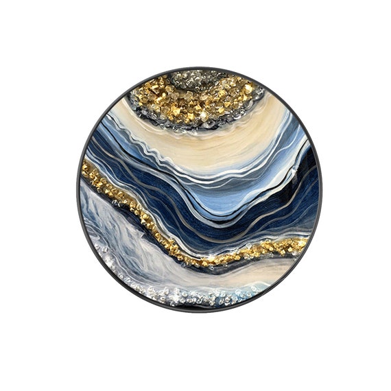 アクリル画　風景　866 Glass Resin Agate Geode Painting Quartz Glass Original