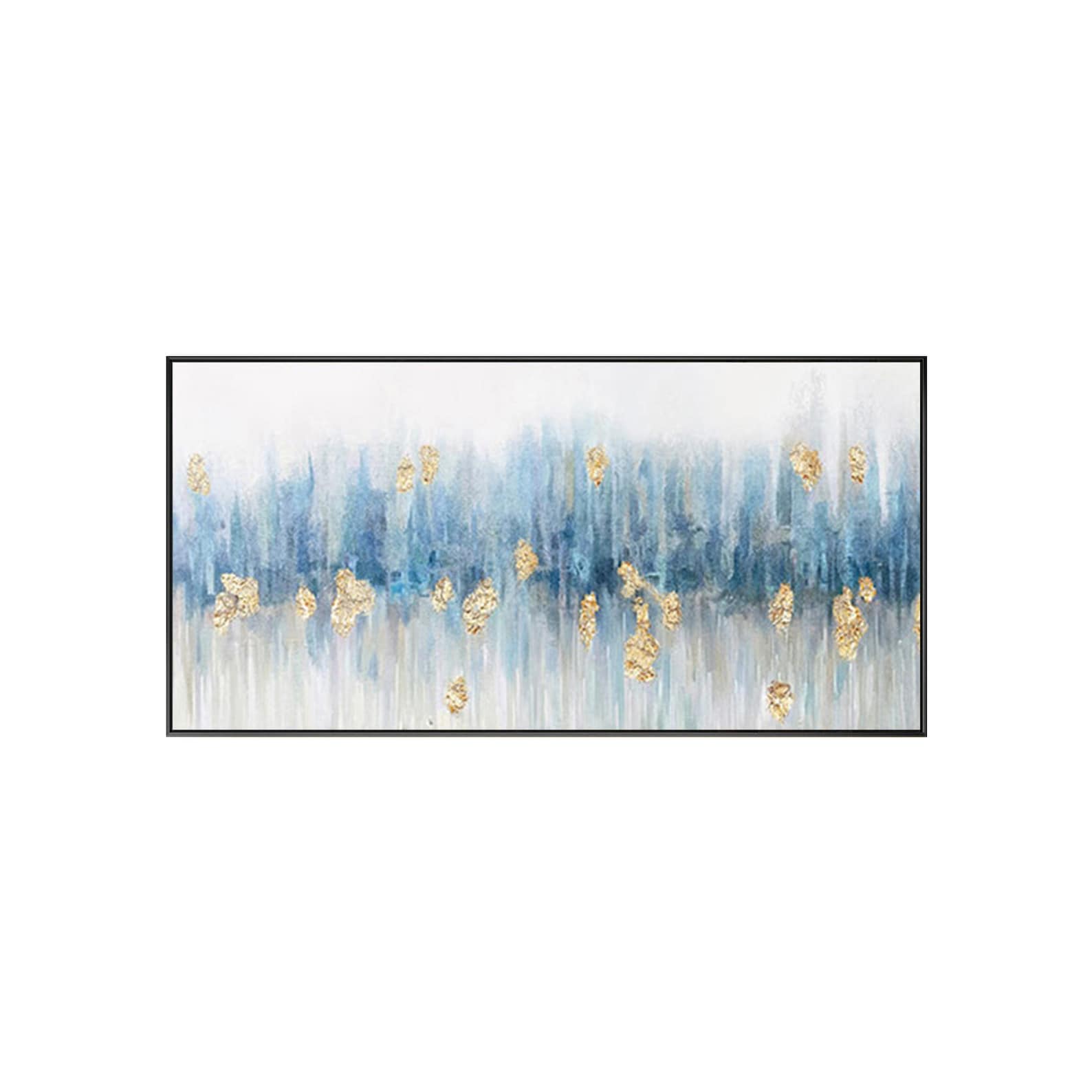 Framed Wall Art Abstract Gold Blue Grey Landscape Mountain - Etsy