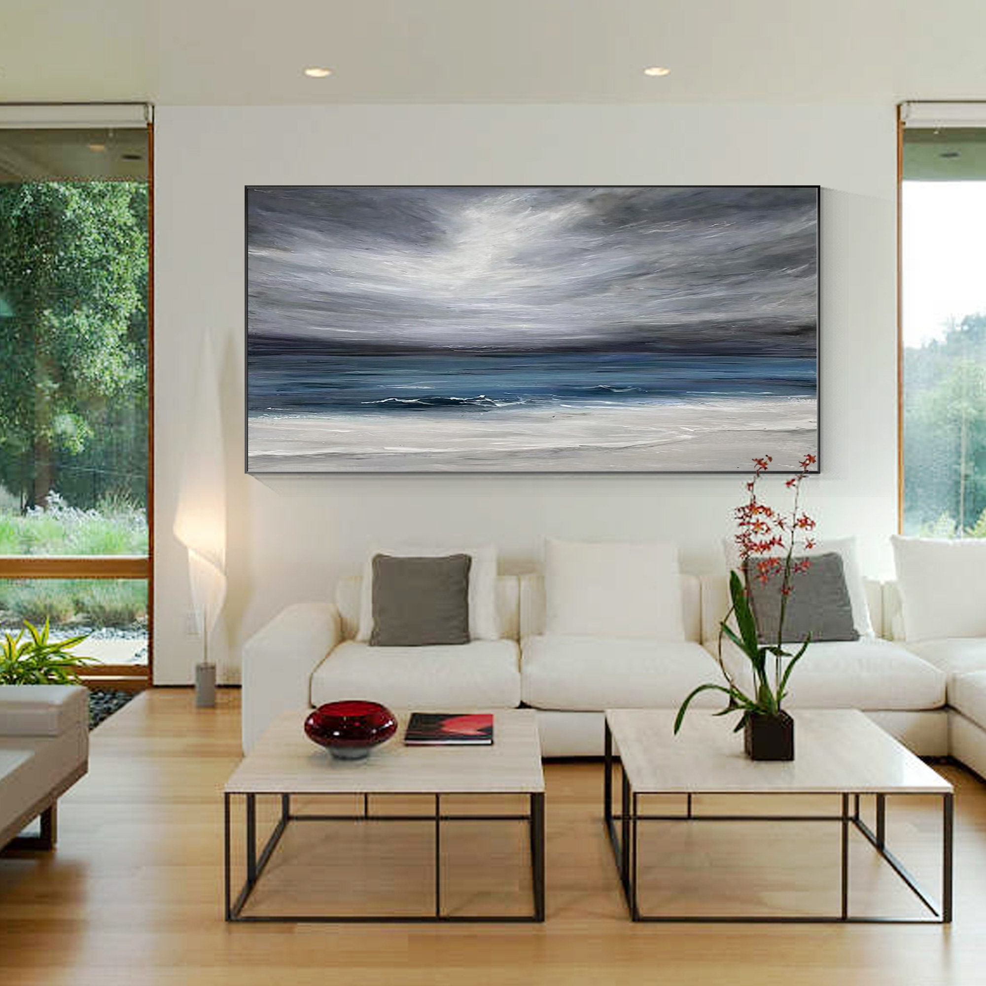 quadro astratto dipinto a mano su tela con cornice oro 120x70 (Copia