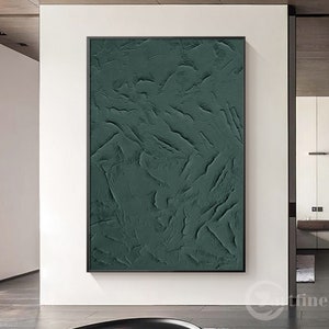 Minimalist green abstract painting with rich textured surface