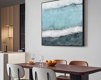 グレーとブルーグレーの抽象画 青とグレーの抽象画 青の抽象画 壁アート グレーの抽象画 キャンバス画