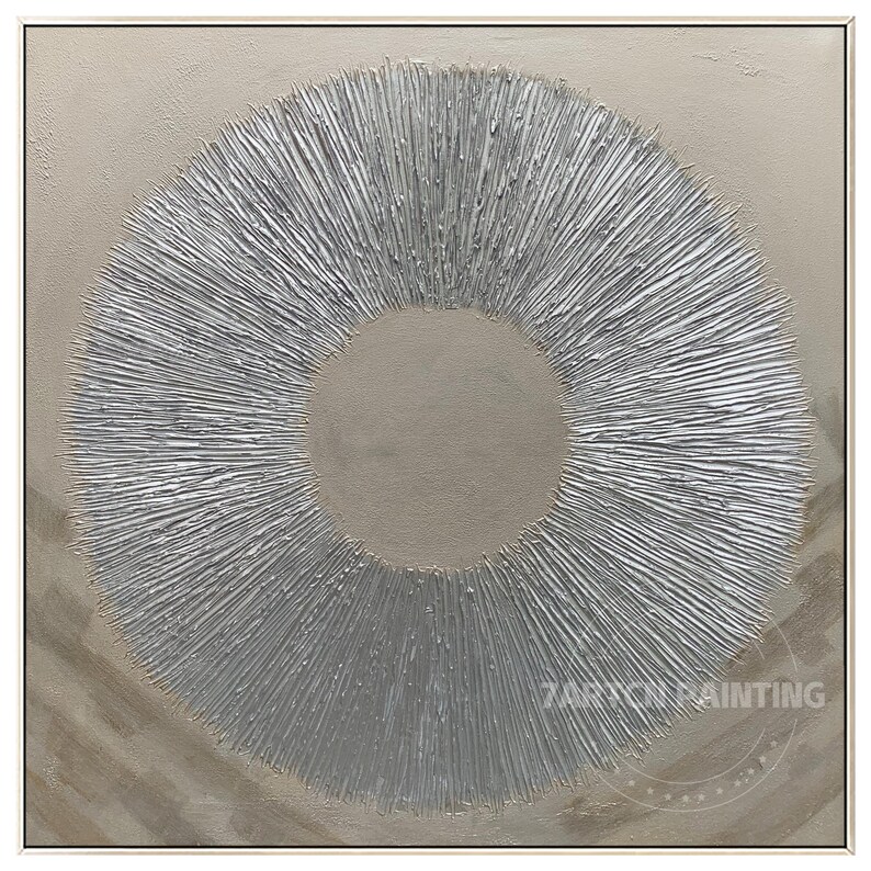 Abstract Painting Geometric Silver Canvas Oil Painting Etsy