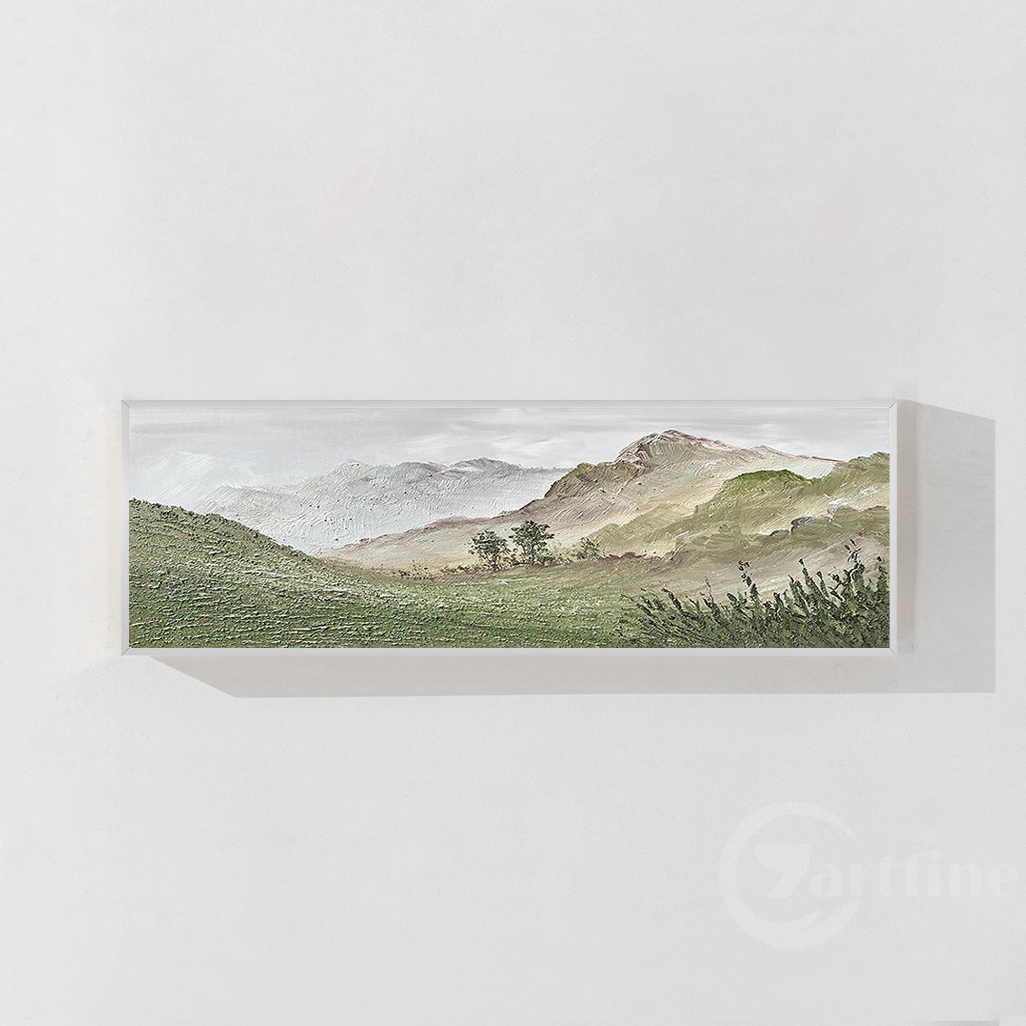 大きな山の絵画 3D テクスチャ セージグリーン 侘び寂び 風景画 - Etsy