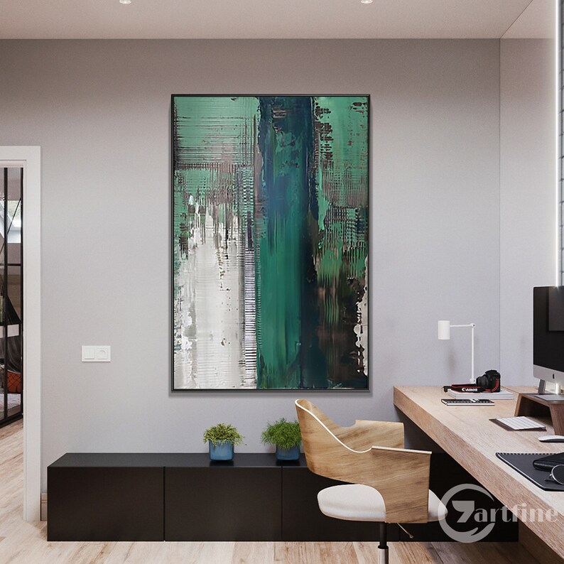 Emerald Green Abstract Painting on Canvasextra Large Wall Art Etsy
