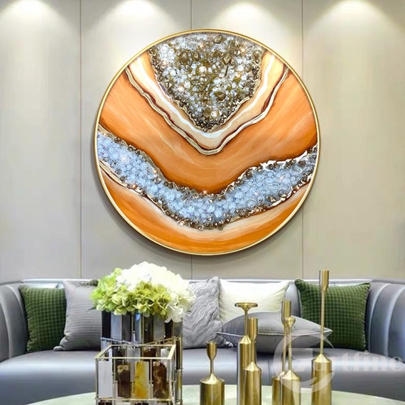 Silver Gold Geode Epoxy Resin Wall Art / Artwork / Modern Art / Resin Art / Epoxy  Art / Crysyal Art / Artwork / Silver Decor / Gold Wall 