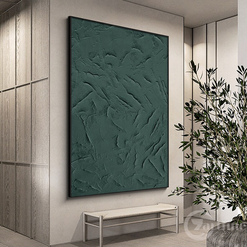 Large deep green canvas art for living room wall decoration