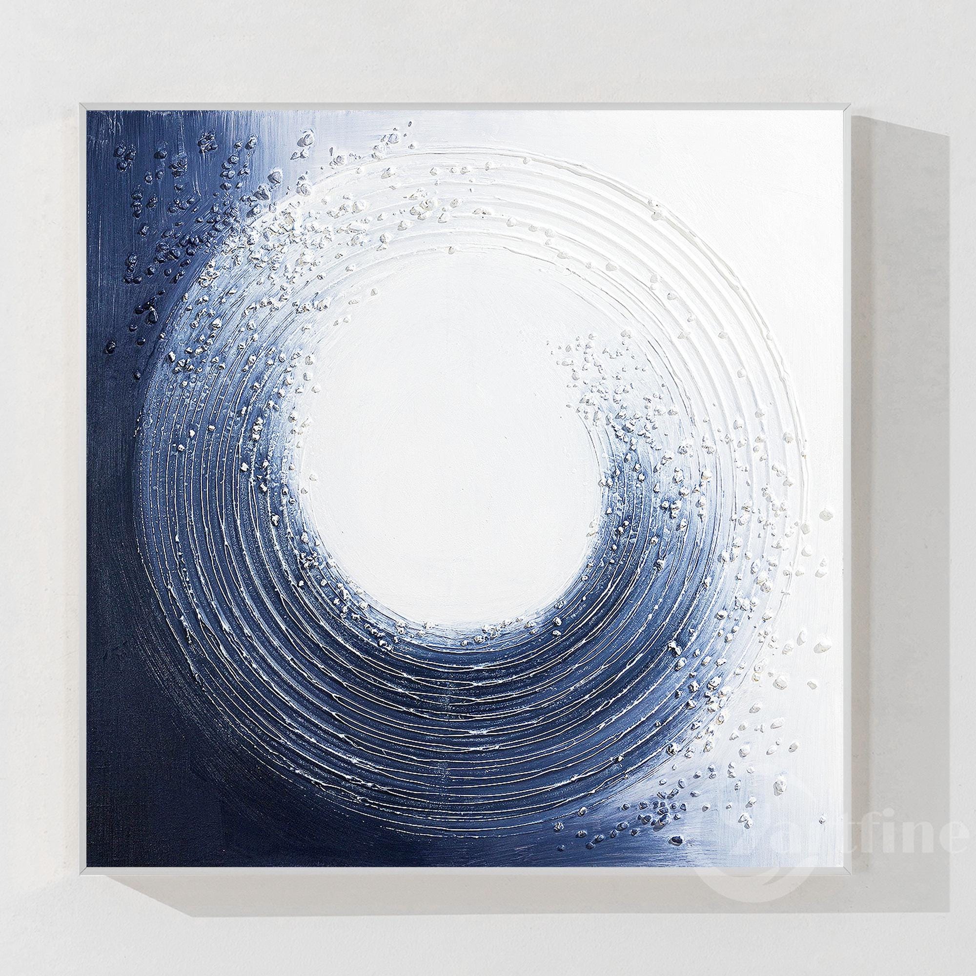 Navy Blue Abstract Canvas Painting Textured Painting Large Framed Wall ...