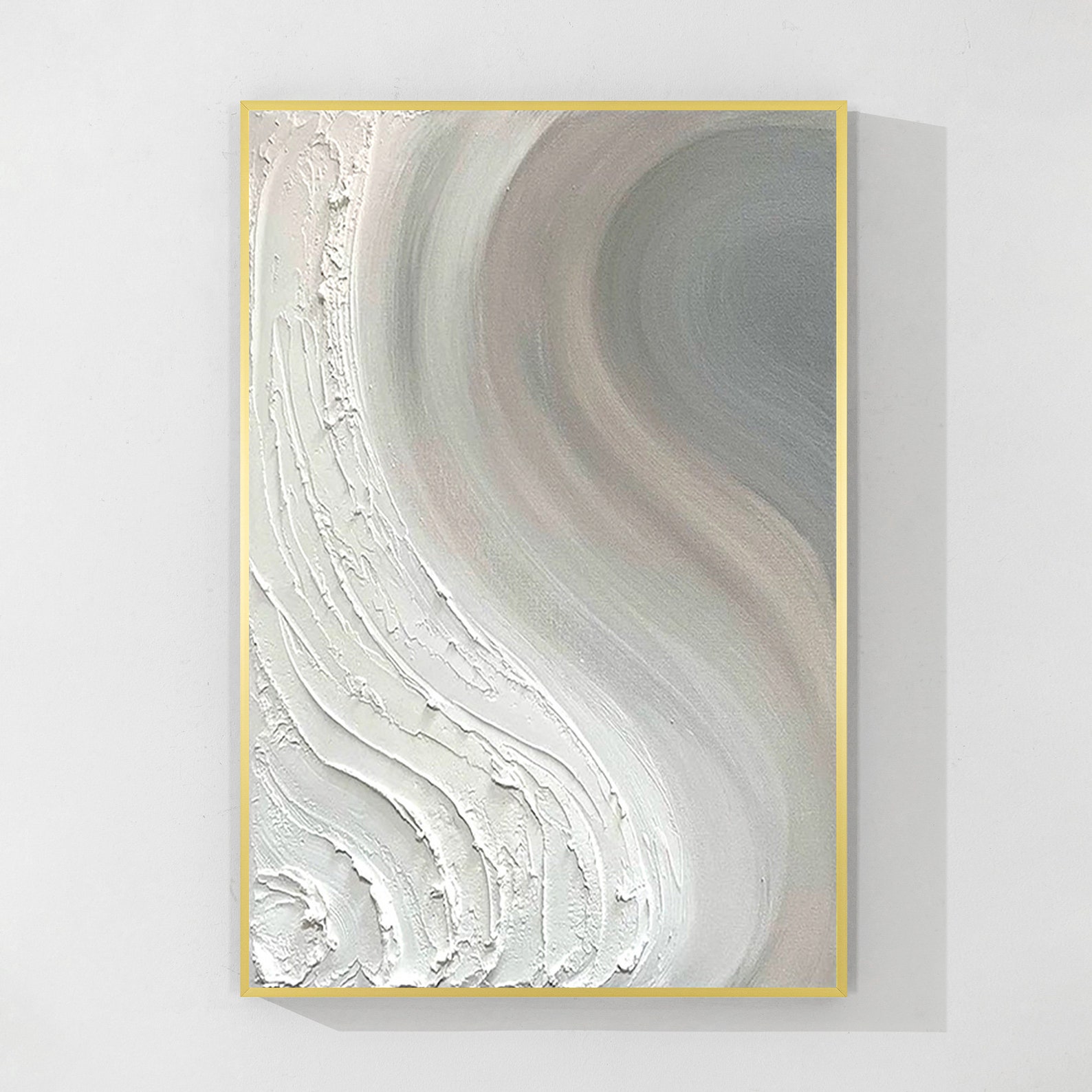 Visual Reference: Gray And White Wall Art Abstract Textured Painting Modern Canvas