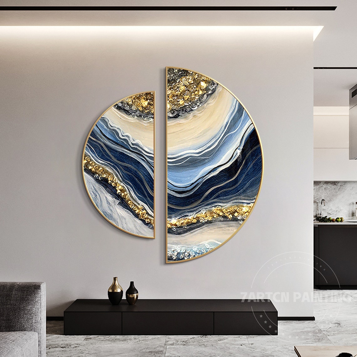 Resin Art Set of 2 Framed Wall Art Seascape Waves Abstract Etsy