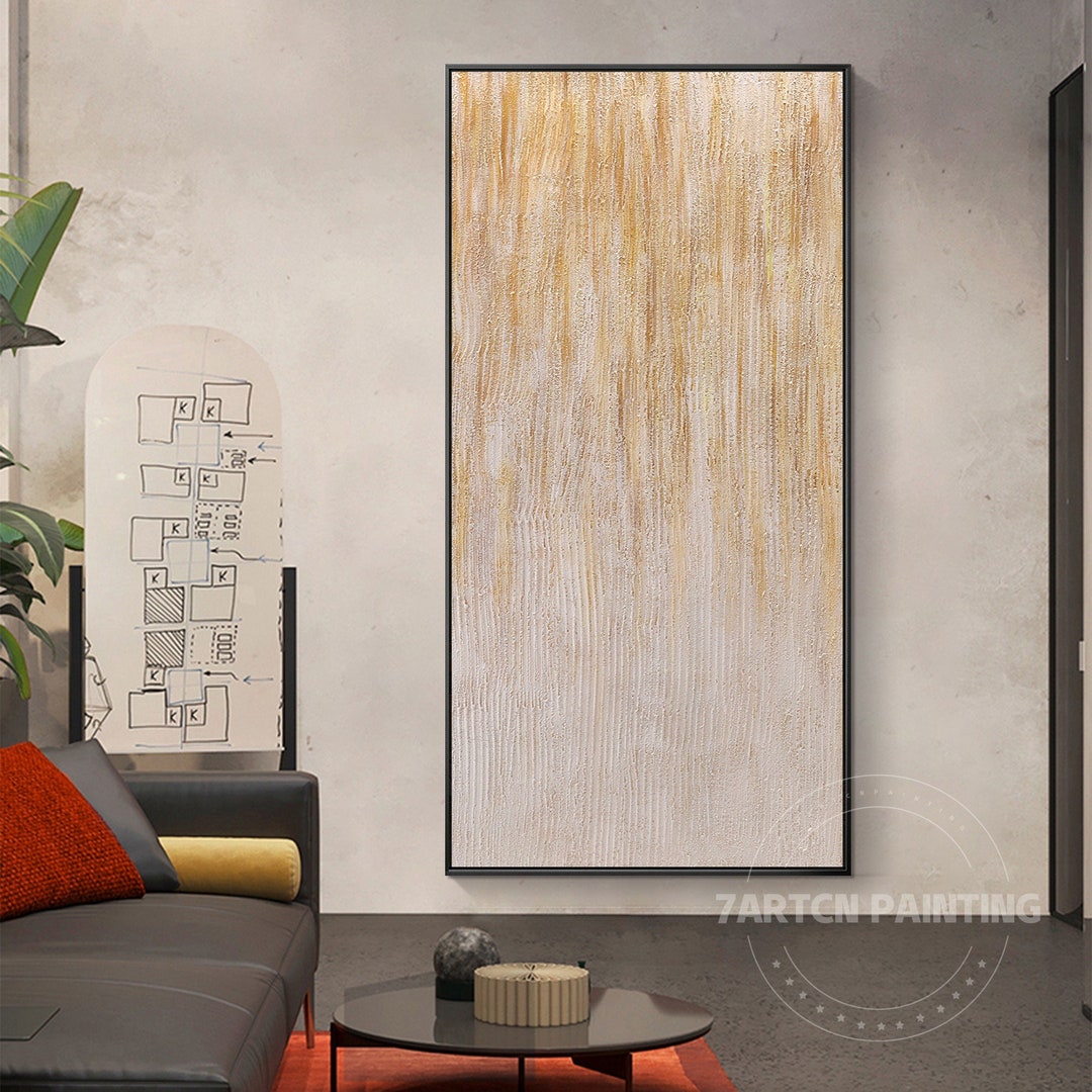 Große Abstrakte Leinwand In Schwarz-Weiß Mit Goldakzenten, 76 X 152 Cm – Moderne Wandkunst Für Wohnzimmer & Büro