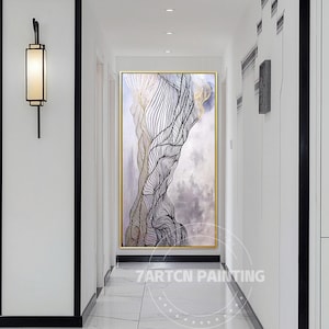 Abstract acrylic painting canvas art gold black framed canvas painting smoke painting on canvas wall art pictures for living room Decor