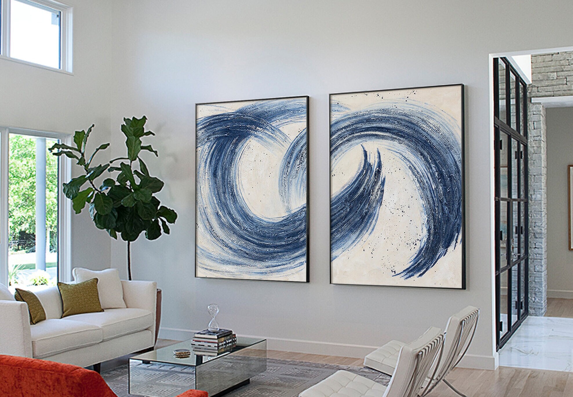 Navy Blue Abstract 3D Textured Minimalist Painting Blue Enso Circle ...