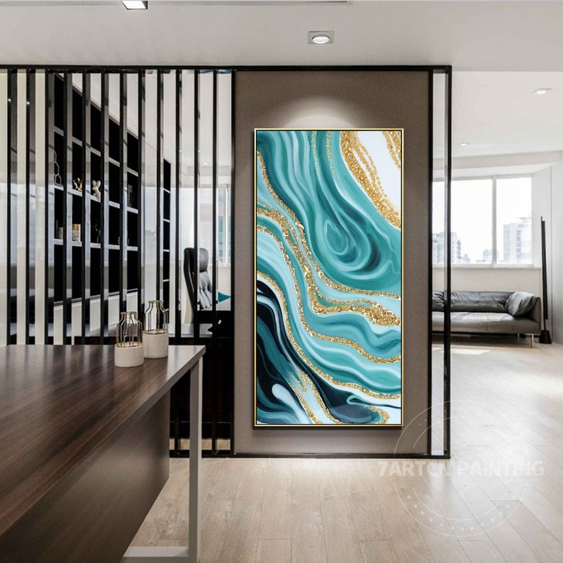 Teal Resin Geode Wall Art Abstract Framed Wall Art Epoxy Resin Etsy