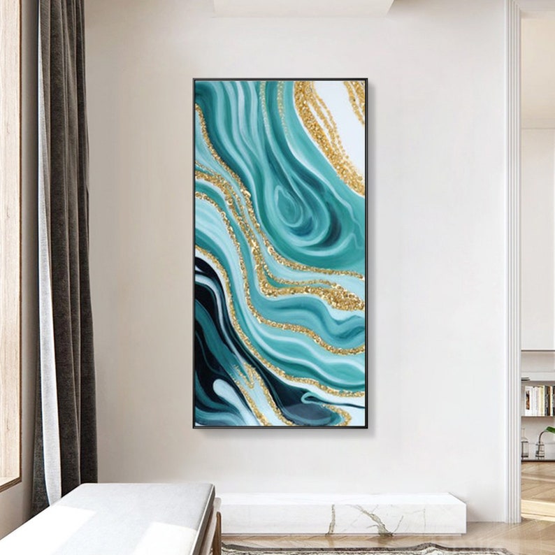 Teal Resin Geode Wall Art Abstract Framed Wall Art Epoxy Resin - Etsy