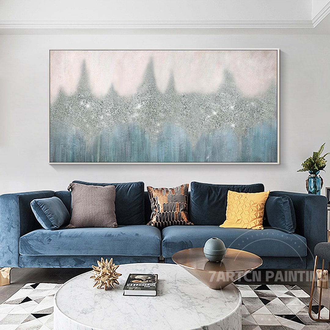 Glitter Original Abstract Painting on Canvas Large Framed Wall Art