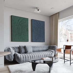 Set Of 2 Blue Emeralds green Abstract wall art Textured Painting Minimalist 2 Piece Wall Art Painting On Canvas Large Modern art home decor