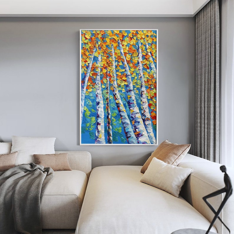 Yellow Tree Canvas Painting Abstract Acrylic Paintings Etsy