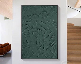 Wabisabi Art Modern Dark Green 3D Texture Painting Minimalist Art Hand Made Painting Large Nordic Green abstract painting Huge painting