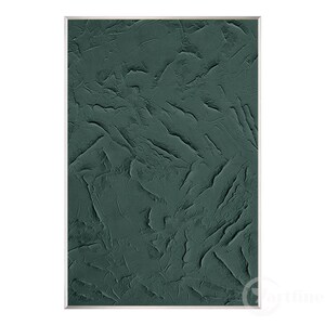 May include: A framed abstract art print with a textured, dark green background.