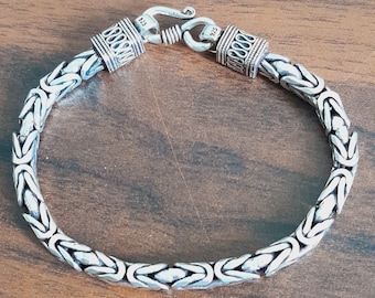 Geoxideerde sterlingzilveren Byzantijnse schakelarmband - handgemaakte uniseks sieraden