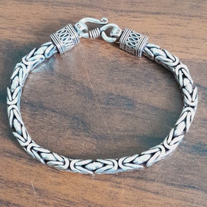925 Silver Byzantine Chain Bracelet - Handmade Chain Artisan Bracelet - Oxidized Silver Chain Bracelet-Unisex Bracelet Gift for him and her