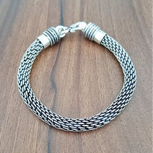 6mm Mesh Chain Bracelet | 925 Sterling Silver Mesh chain bracelet for Men and Women | Bali Chain Bracelet | Oxidized silver chain bracelet |