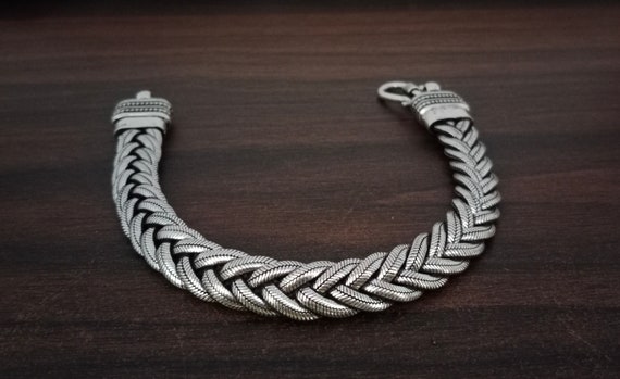 Buy Men Pure Silver Bracelet Design at Best price| TajMahal Silver