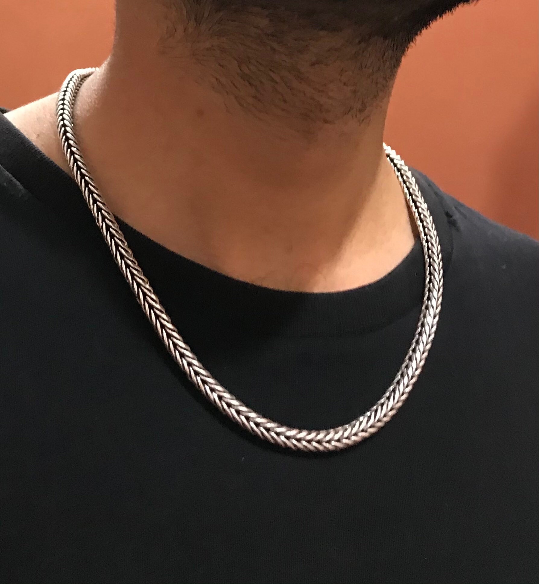 925 Sterling Silver Men Chain Necklace Bali Chain Necklace Etsy