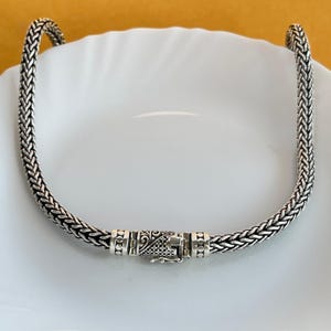 7mm Box clasp Weave chain 925 sterling silver necklace, Box clasp 925 Sterling Silver Chain Necklace | Heavy weave chain necklace