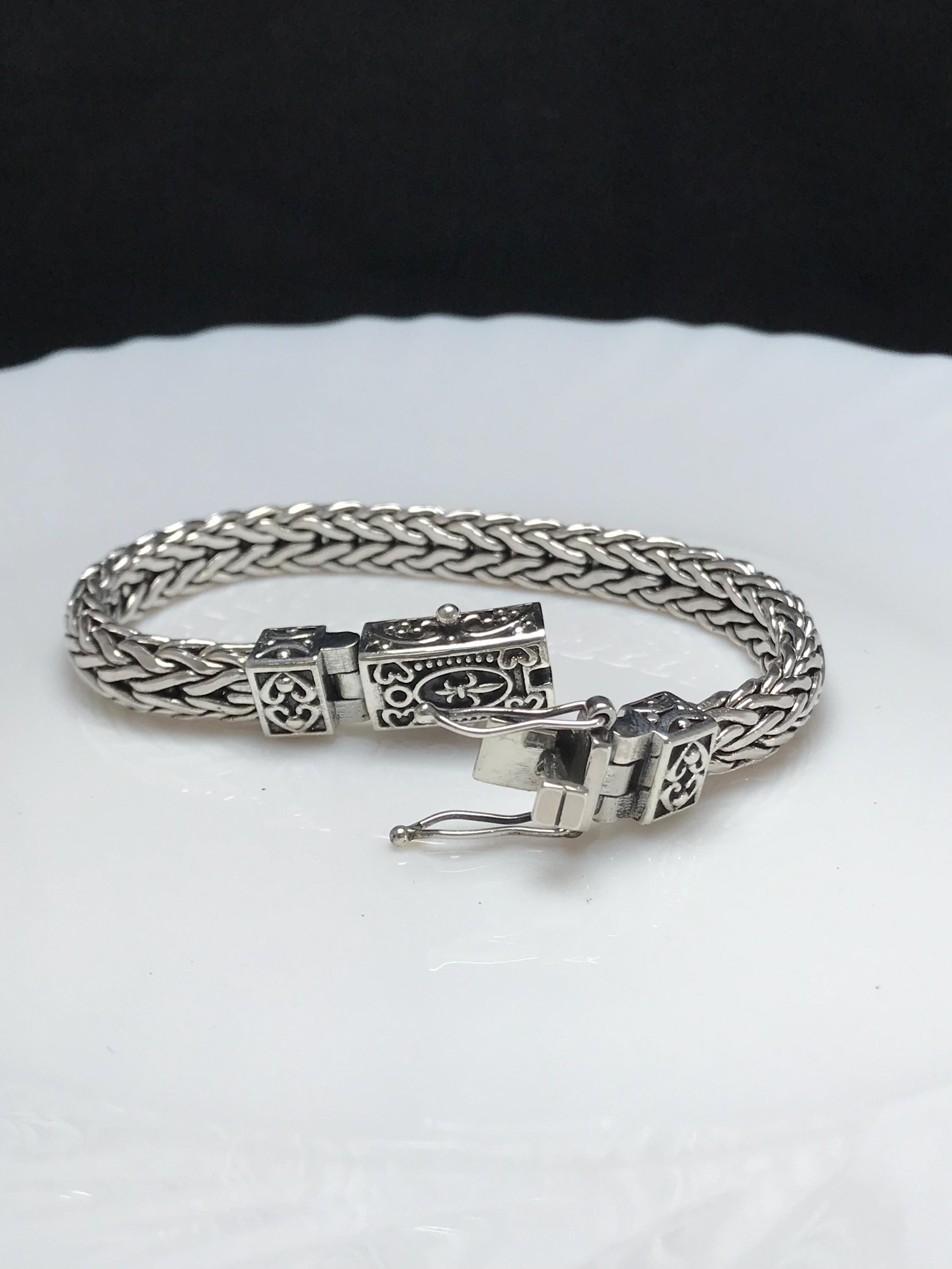 SILVER DESIGN MANY STONE BRACELET/ブレスレット Vintage Sterling Silver Multi Stone Link Bracelet Size 7 in