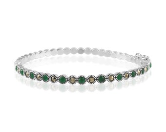 925 Sterling Silver Bracelet for Women ! Sterling Silver Emerald Pyrite tennis bracelet for Women !