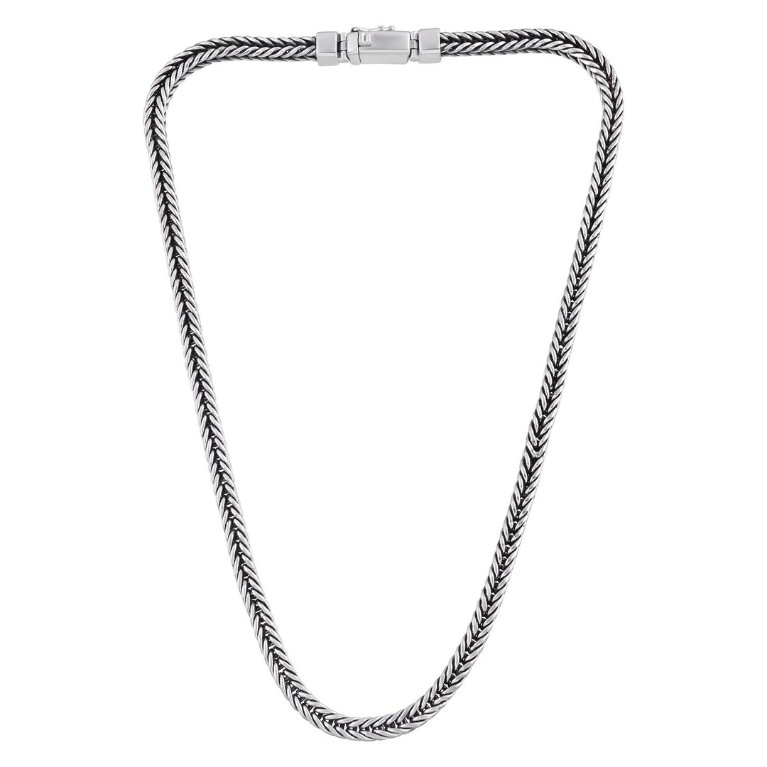 Solid 925 Sterling Silver Men's Chain Necklace Heavy Foxtail Weave