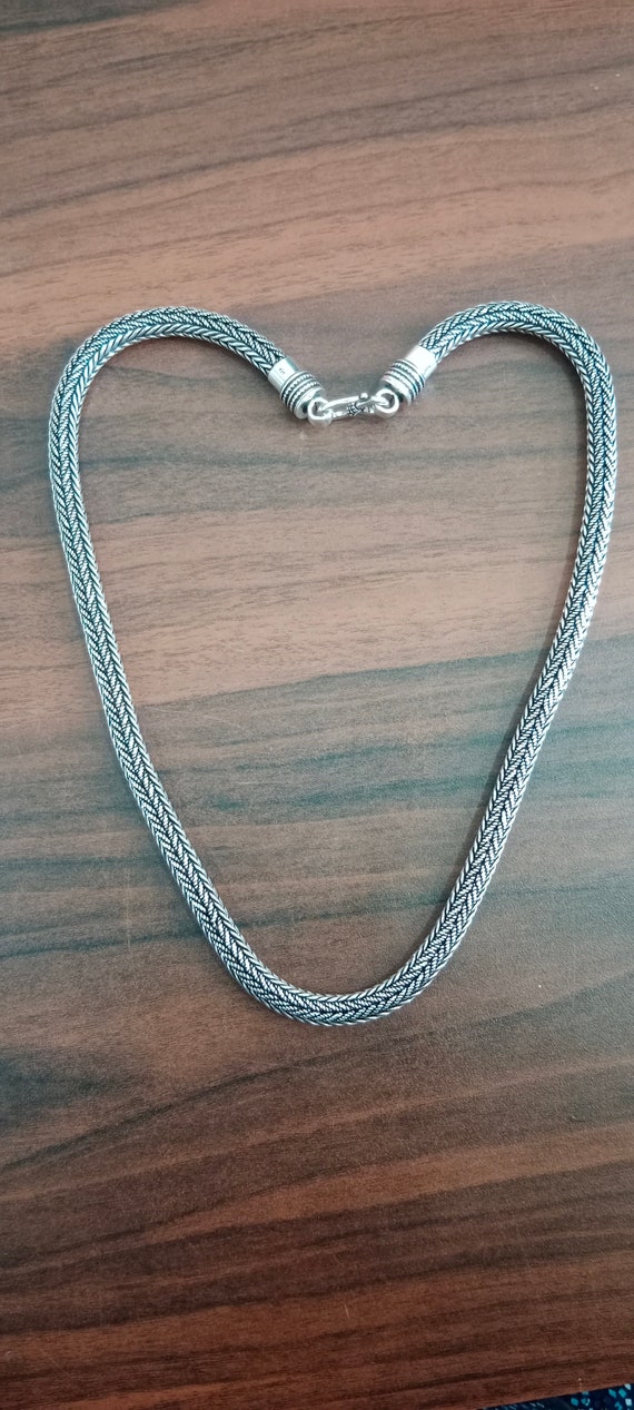 925 Sterling Silver Bali Chain Necklace | Heavy Oxidized Handmade