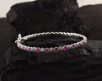 925 Sterling Silver Bracelet for Women ! Sterling Silver Ruby Pyrite tennis bracelet for Women !