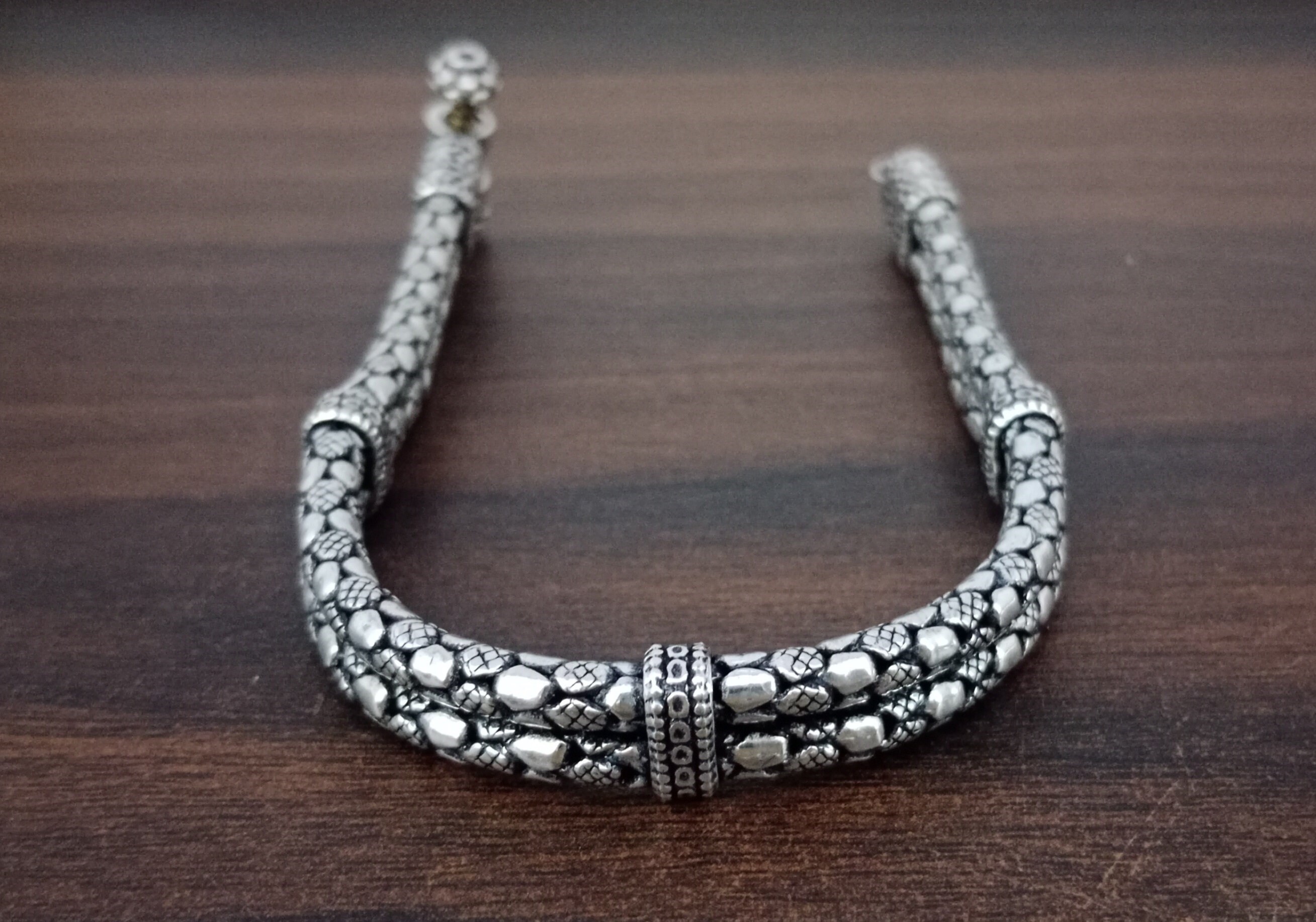 Bracciale Serpente In Argento Massiccio 925 – Fatto A Mano, Vintage Oxidato, Lunghezza 20 Cm, Larghezza 0.5 Cm, Peso 13 G, Nickel Free