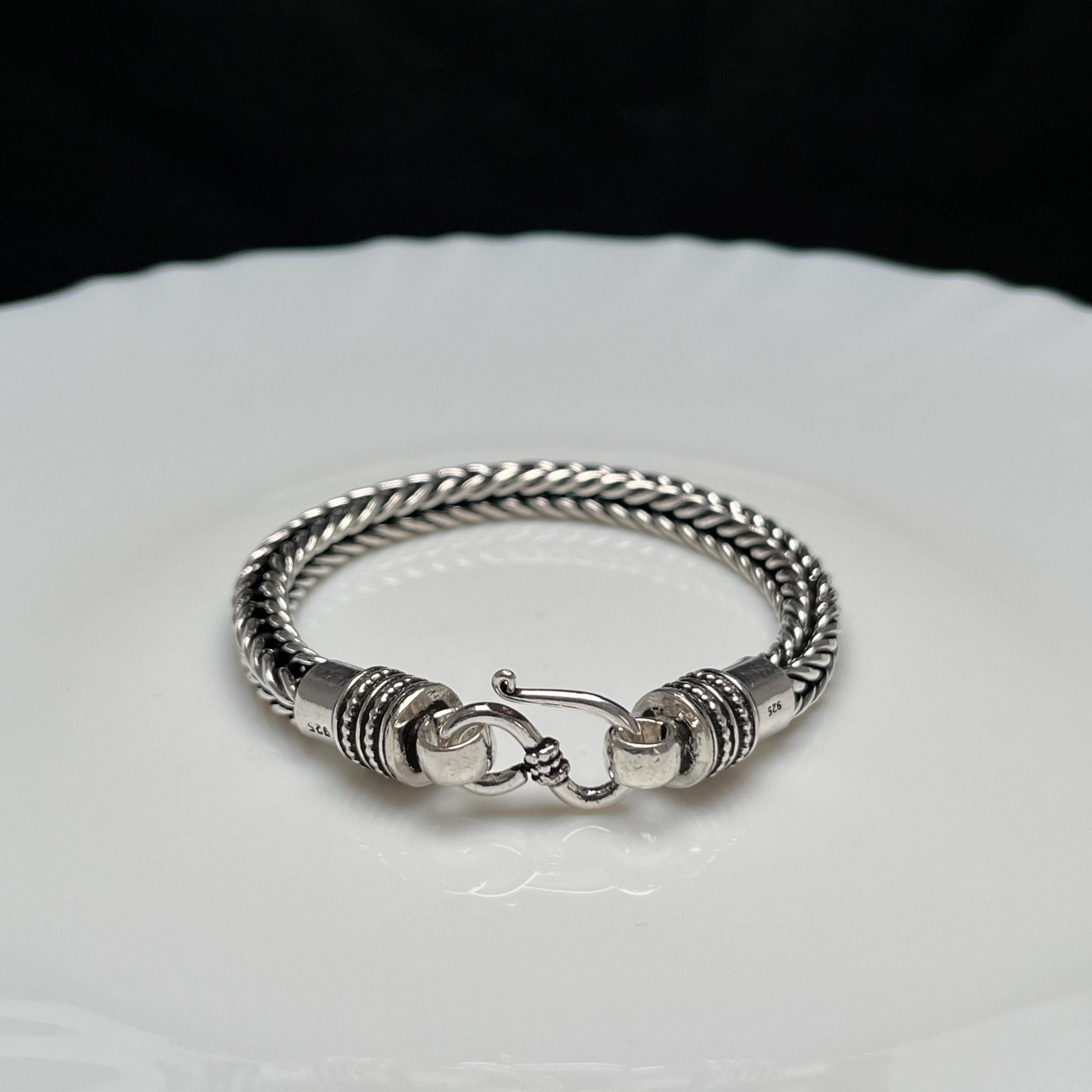 5mm Solid 925 Silver Foxtail Chain Bracelet, Bali Chain