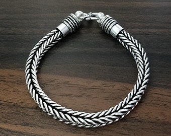 5mm Solid 925 Silver Foxtail Chain Bracelet, Bali Chain
